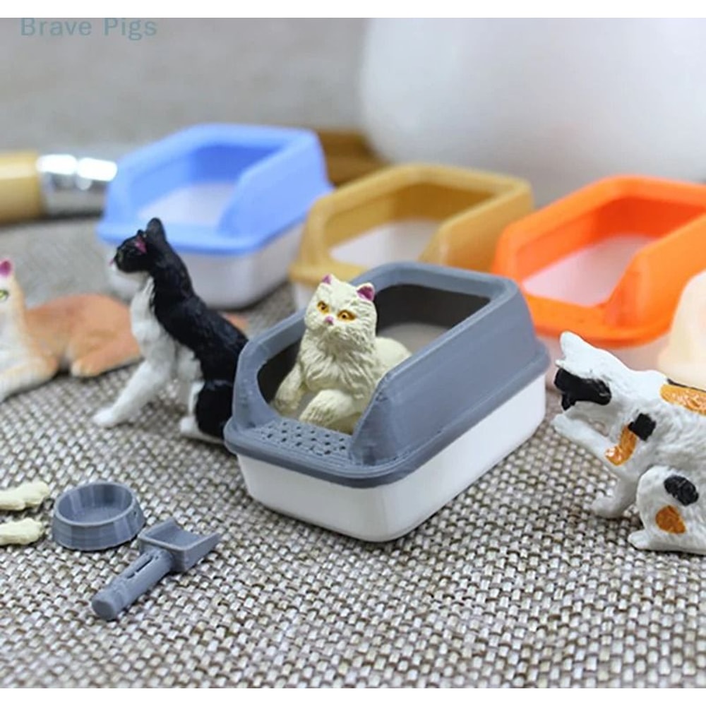 Mini Dollhouse Cat Litter Box Set With Shovel For 1to12 Miniature Scenes 0