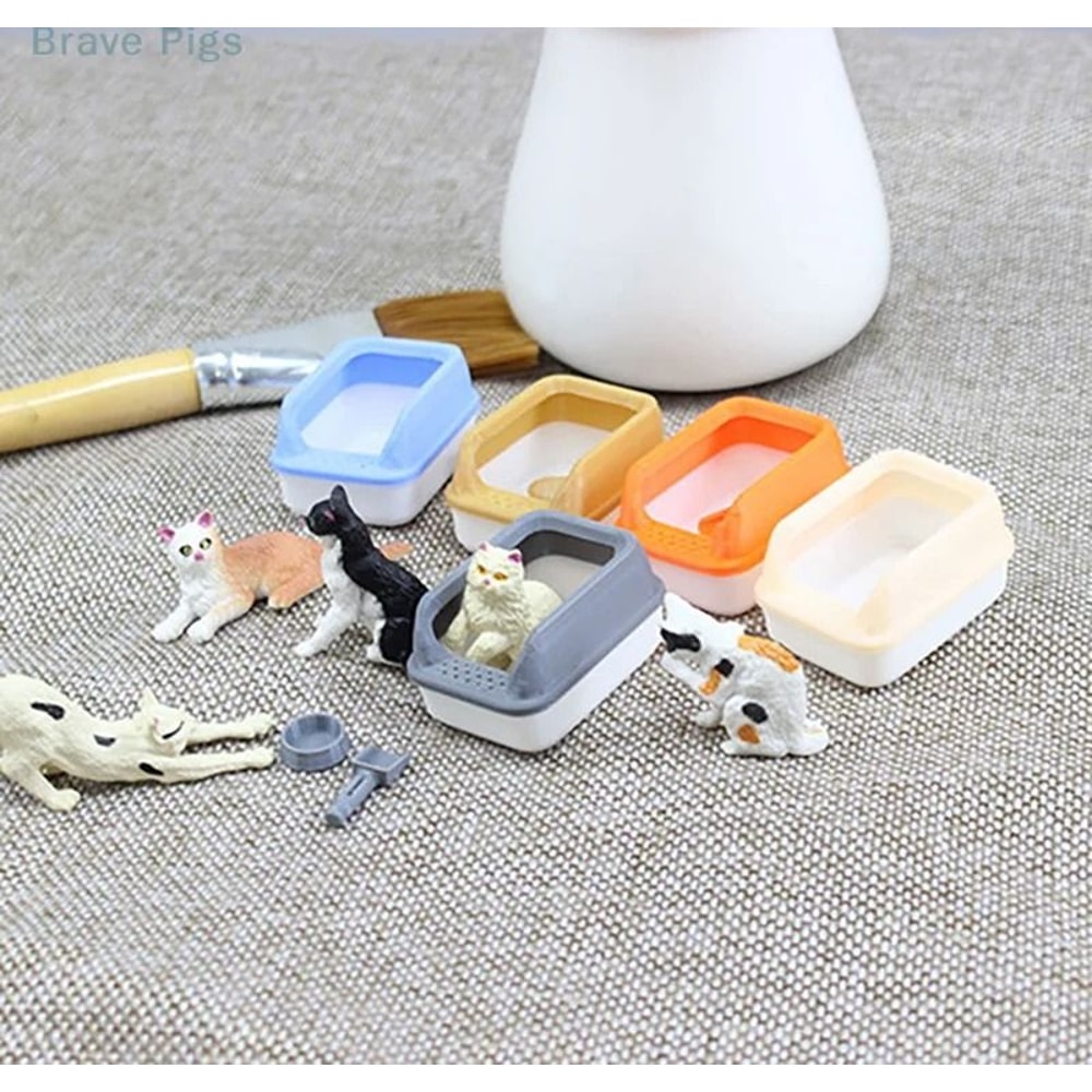 Mini Dollhouse Cat Litter Box Set With Shovel For 1to12 Miniature Scenes 5