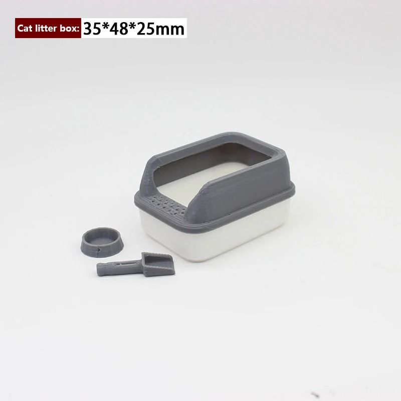 Mini Dollhouse Cat Litter Box Set With Shovel For 1to12 Miniature Scenes 7