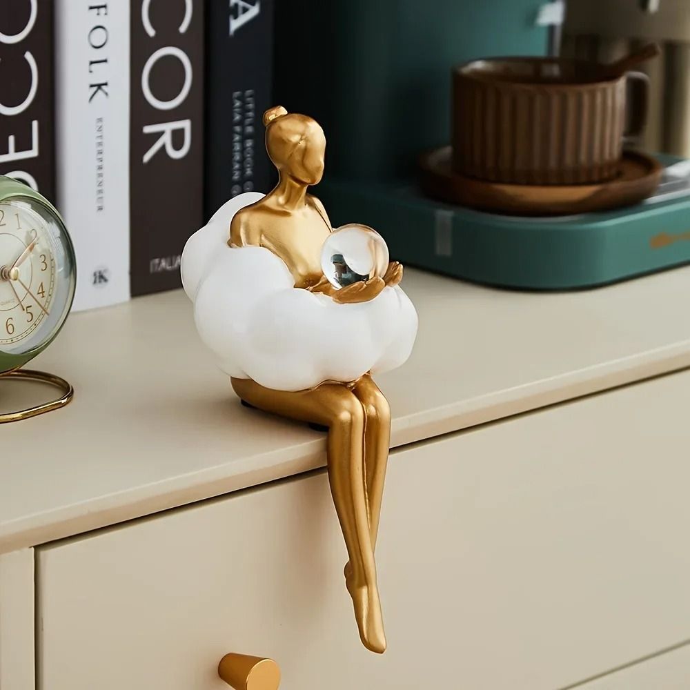 Cloud Girl Abstract Sculpture Modern Resin Table Decor Figurine 1