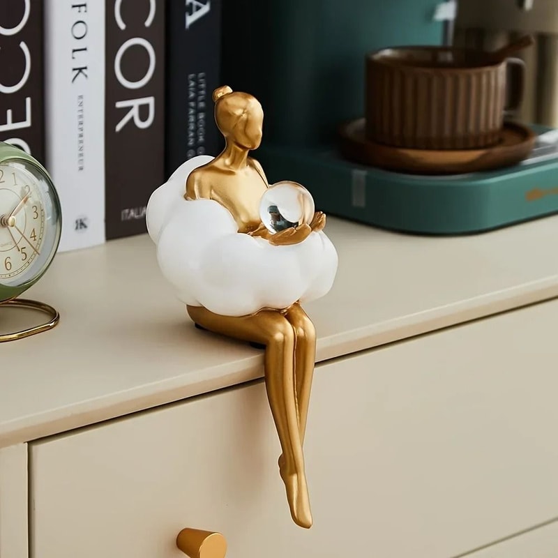 Cloud Girl Abstract Sculpture Modern Resin Table Decor Figurine 1
