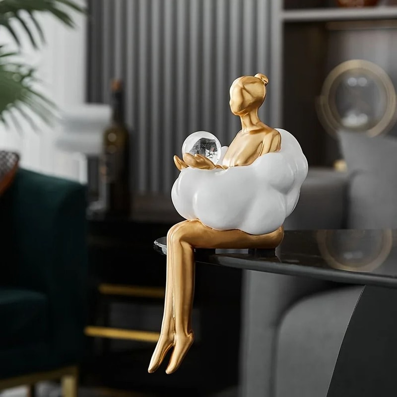 Cloud Girl Abstract Sculpture Modern Resin Table Decor Figurine 3
