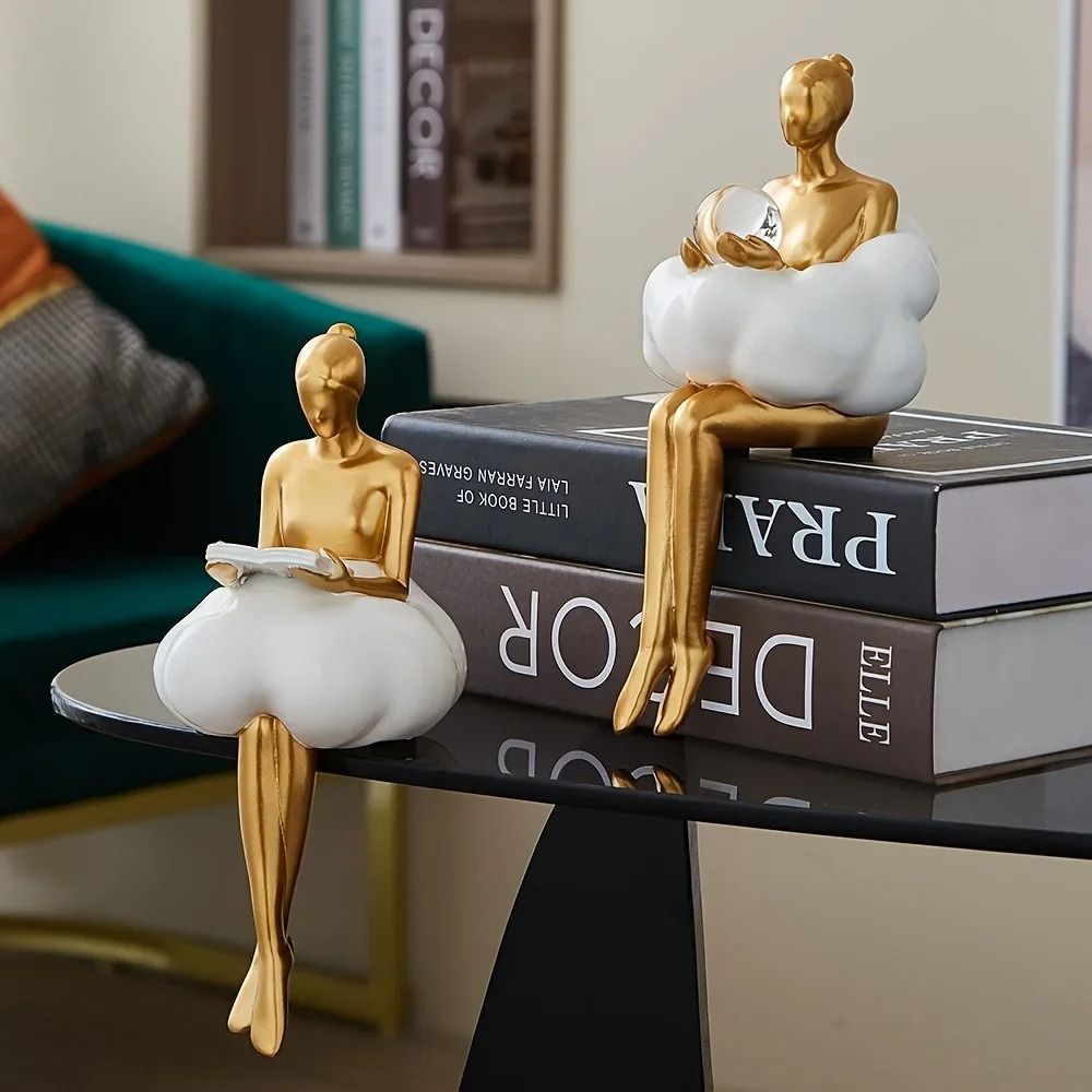 Cloud Girl Abstract Sculpture Modern Resin Table Decor Figurine 4