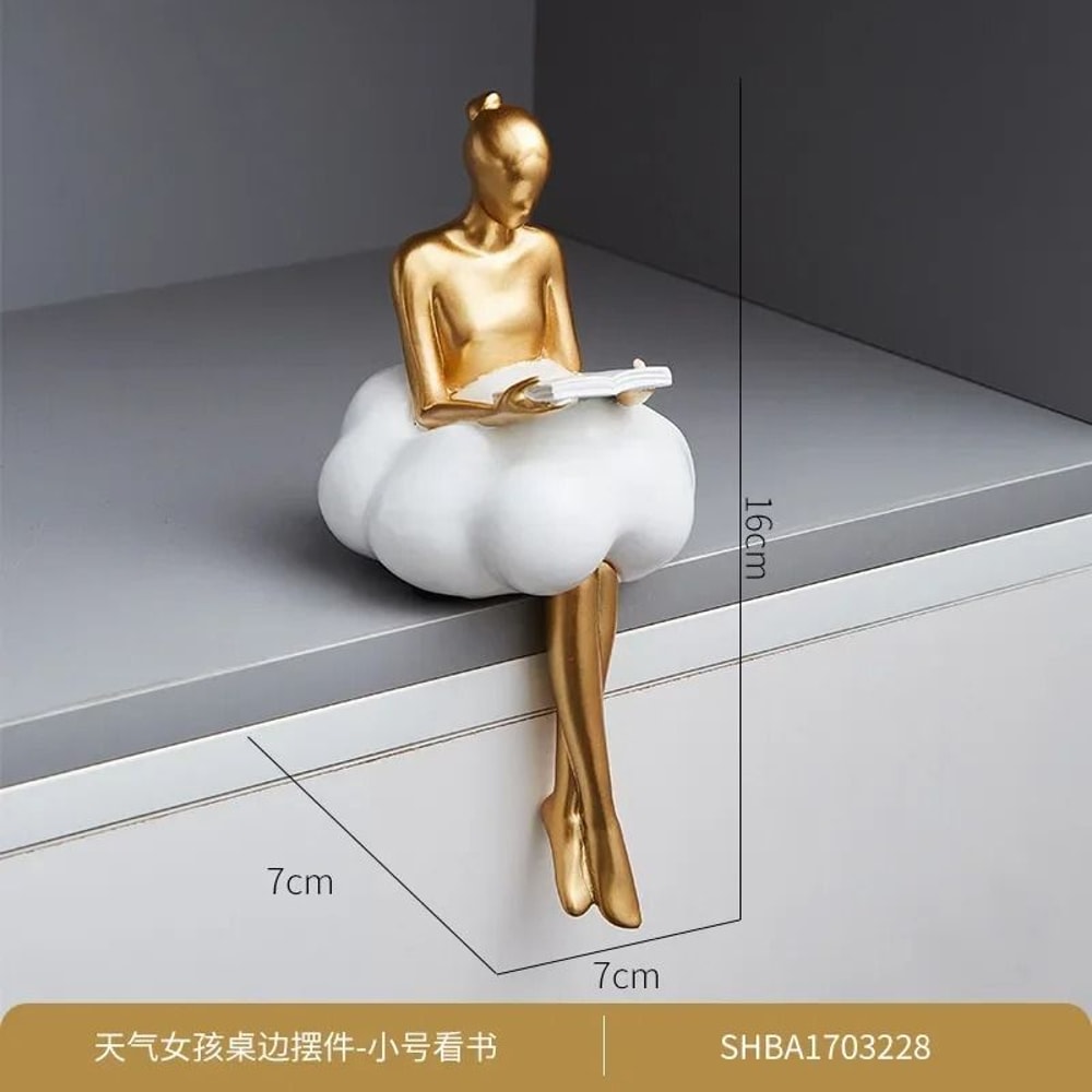 Cloud Girl Abstract Sculpture Modern Resin Table Decor Figurine 5