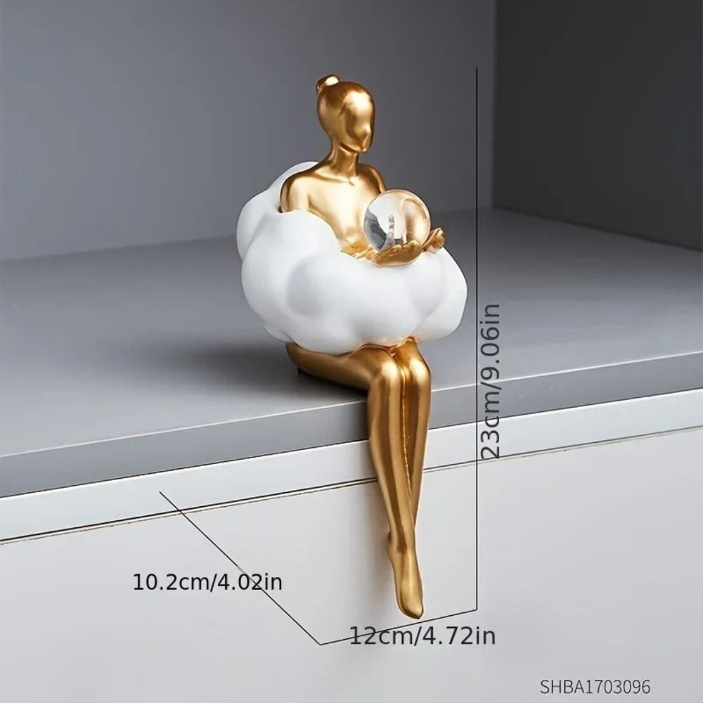 Cloud Girl Abstract Sculpture Modern Resin Table Decor Figurine 7