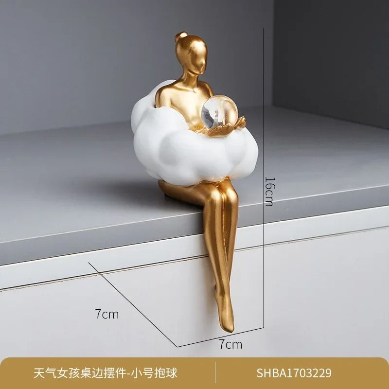 Cloud Girl Abstract Sculpture Modern Resin Table Decor Figurine 8