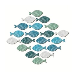 wooden coastal fish wall decor set for beach & nautical home styling