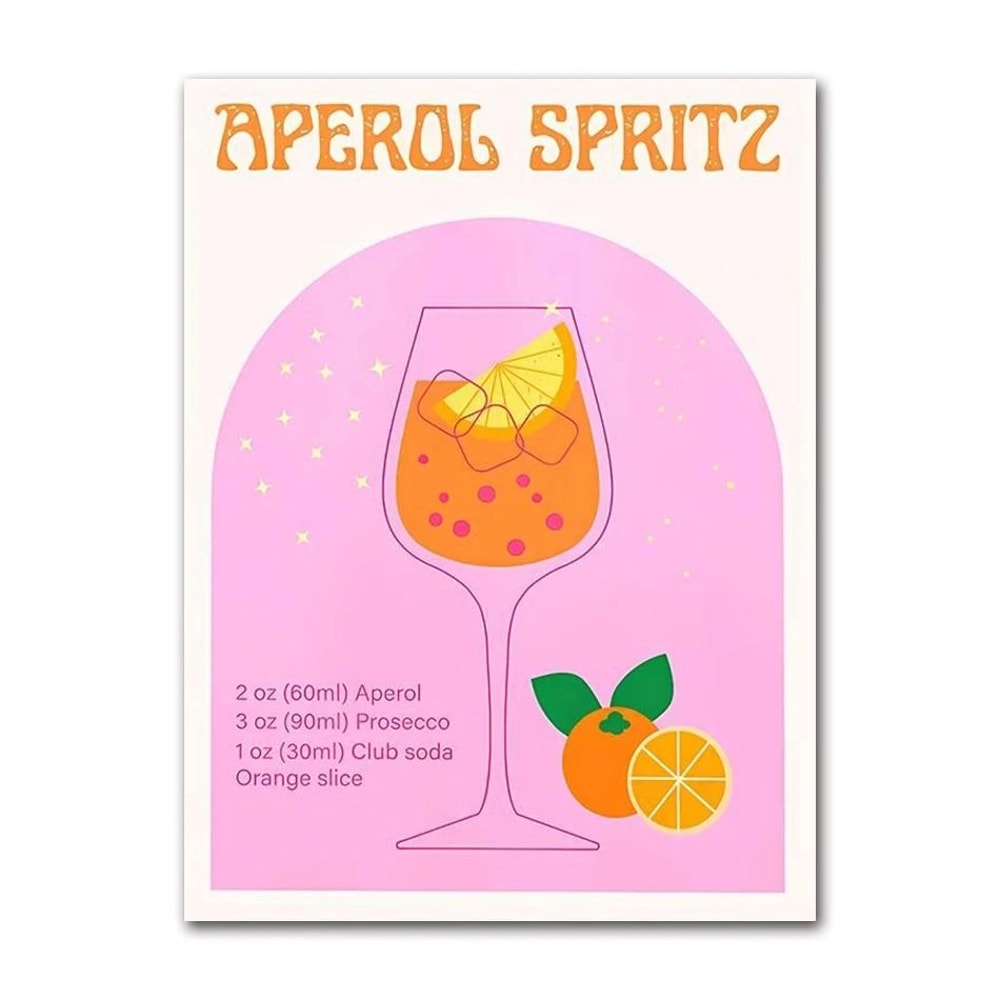 Retro Strawberry Lemon Cocktail Canvas Wall Art Print For Kitchen Bar Decor 8