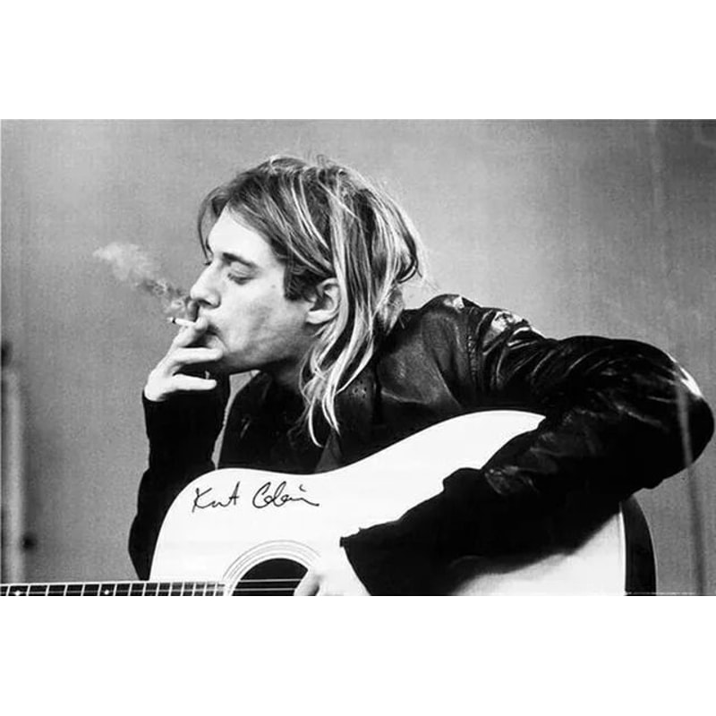 Kurt Cobain Retro Rock Music Canvas Poster For Bar Cafe Home Wall Decor 12