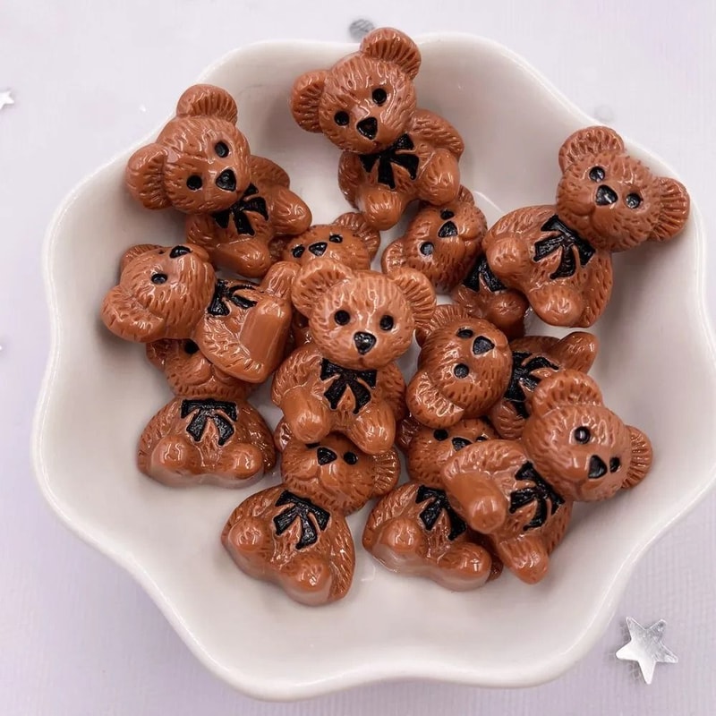 Kawaii HandPainted Resin Bear Figurines For DIY Crafts Scrapbook Decor 4