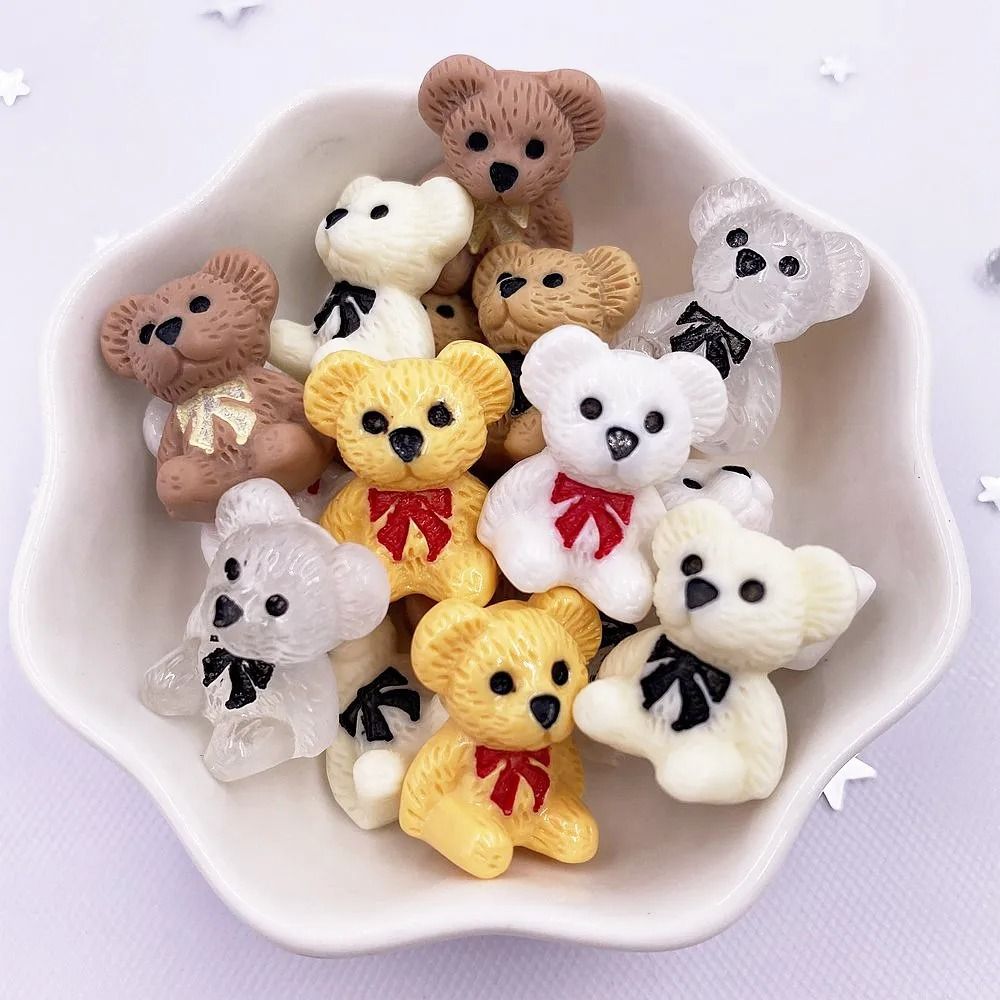Kawaii HandPainted Resin Bear Figurines For DIY Crafts Scrapbook Decor 6
