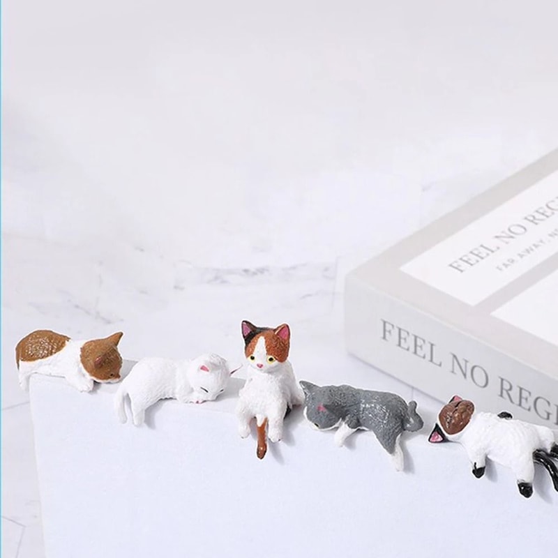Kawaii Cat Monitor Edge Figurine Set For Cute Office Desk Decor 7