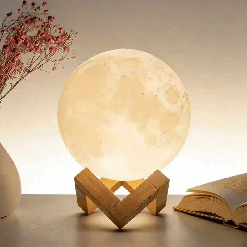 DIY Galaxy Moon Planet Night Light With Stand For Bedroom Desk Decor 0