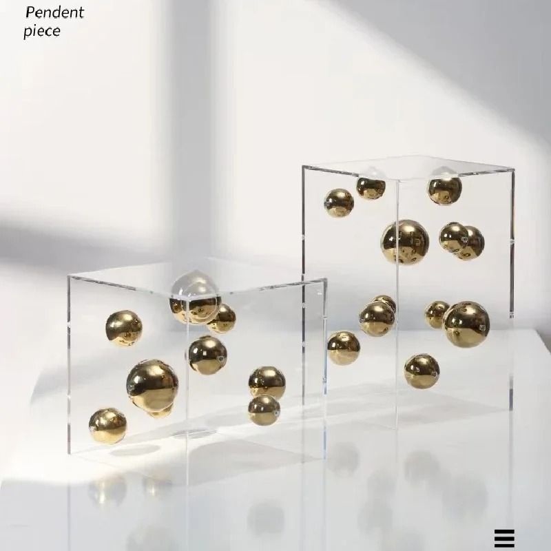 Geometric Metal Ball Sculpture Acrylic Display Decor For Modern Home Office Styling 0