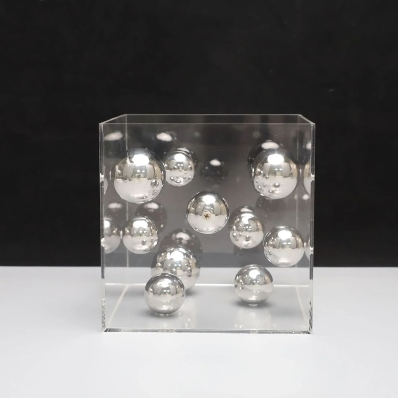 Geometric Metal Ball Sculpture Acrylic Display Decor For Modern Home Office Styling 7