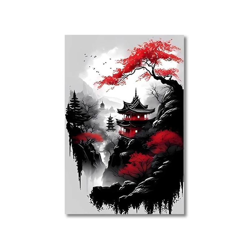 3PCS Vintage Japanese Landscape Canvas Wall Art Set For Modern Japandi Home Decor 8