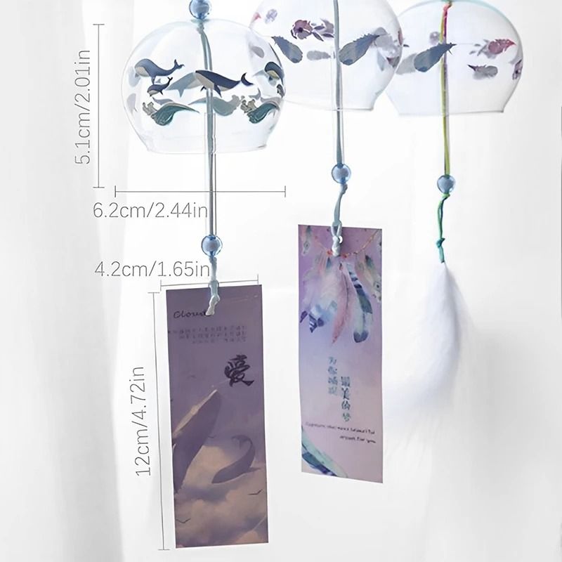 Handmade Japanese Sakura Glass Wind Bell Furin For Home Spa Zen Decor 6
