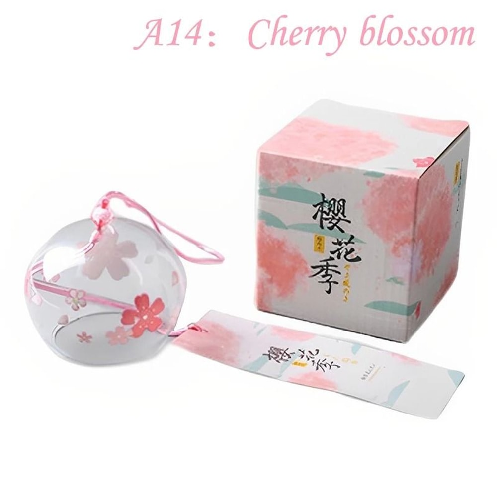 Handmade Japanese Sakura Glass Wind Bell Furin For Home Spa Zen Decor 20