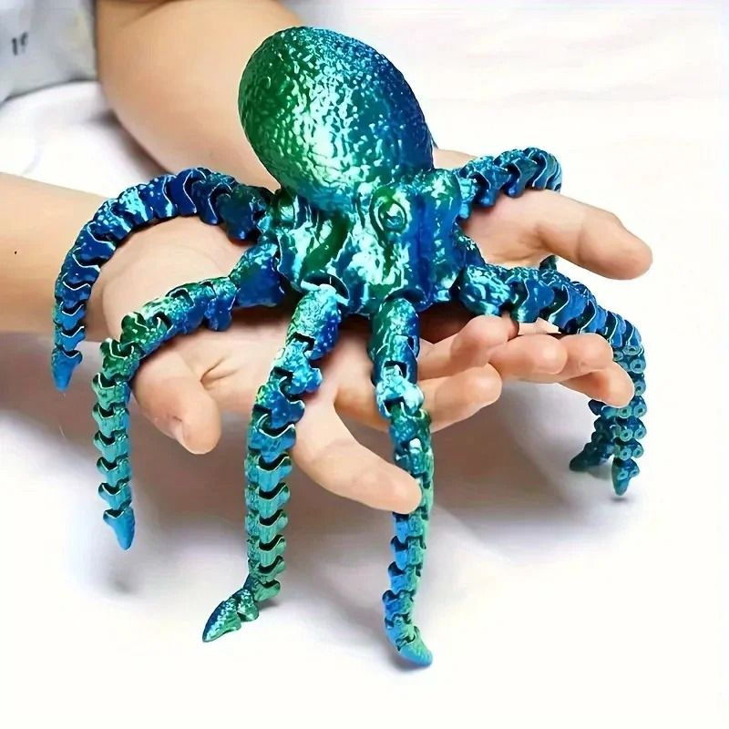 Flexible 3D Printed Octopus Desk Toy Figurine For Home Office Decor 2