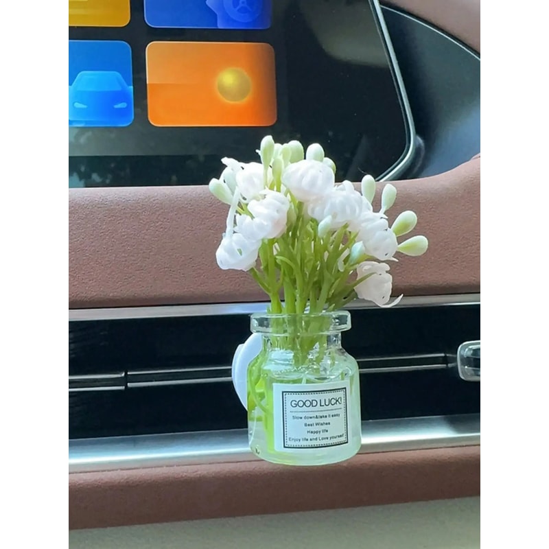 Mini Silk Flower Car Air Vent Aromatherapy Clip Vase Decor 7