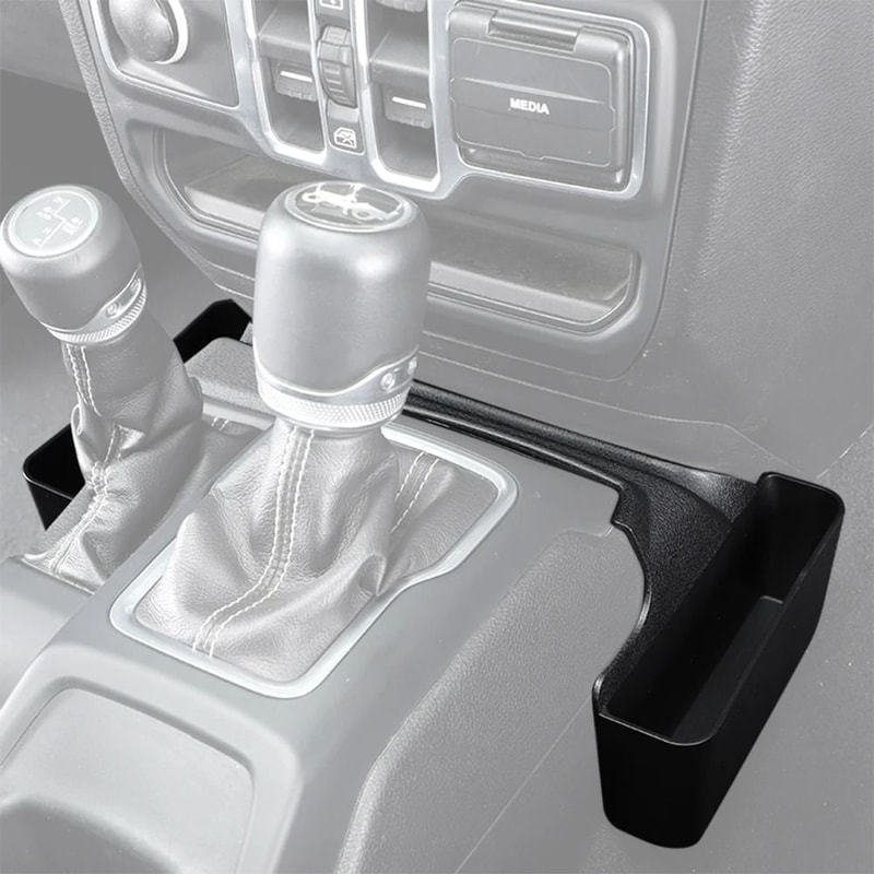 Jeep Wrangler JL Gladiator JT Gear Shift Organizer Tray With Phone Holder 3
