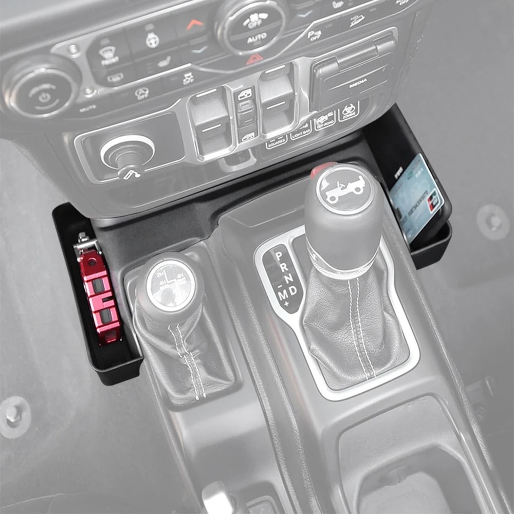 Jeep Wrangler JL Gladiator JT Gear Shift Organizer Tray With Phone Holder 5