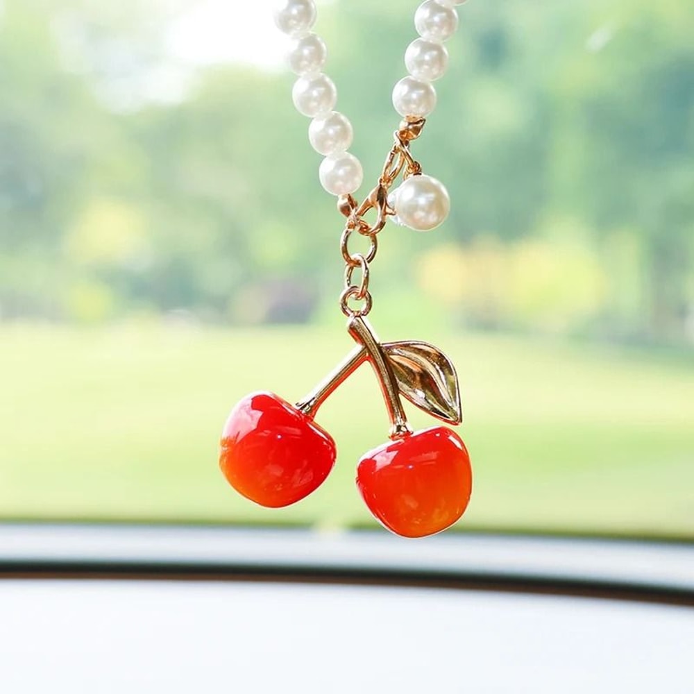 Cute Cherry Rearview Mirror Car Pendant Hanging Decoration 1