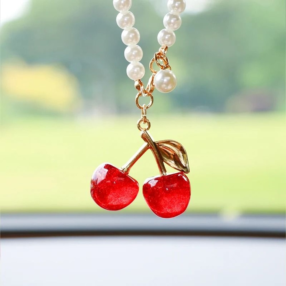 Cute Cherry Rearview Mirror Car Pendant Hanging Decoration 4