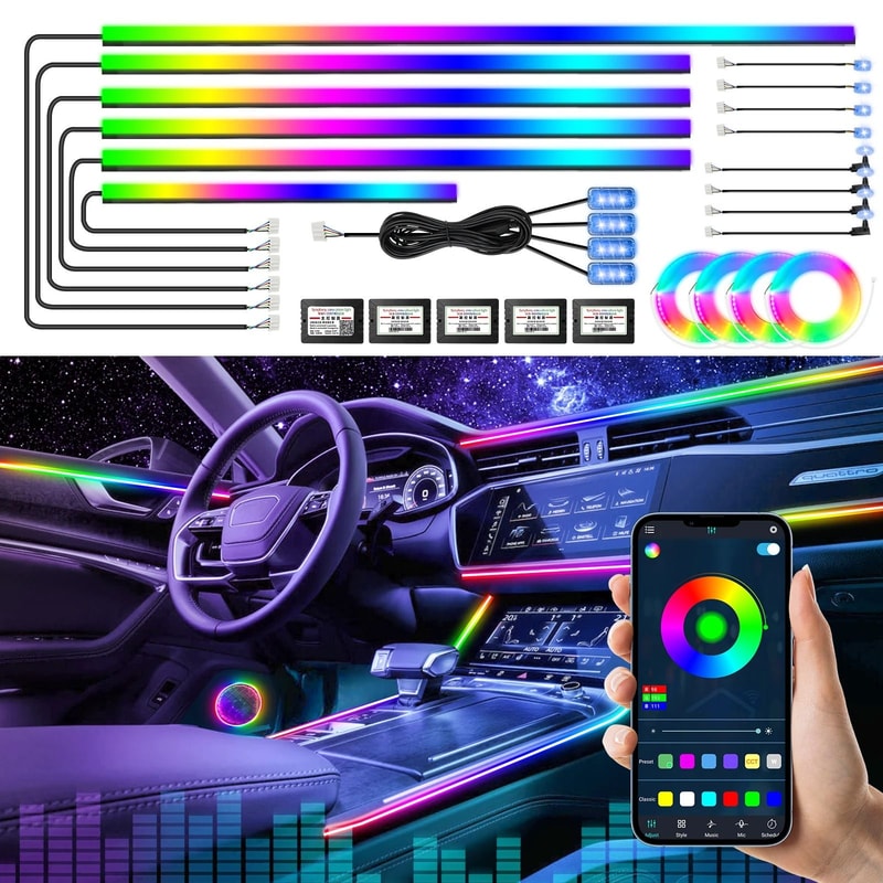 22in1 RGB Symphony Car Ambient Light Acrylic Interior LED Strip Kit 0