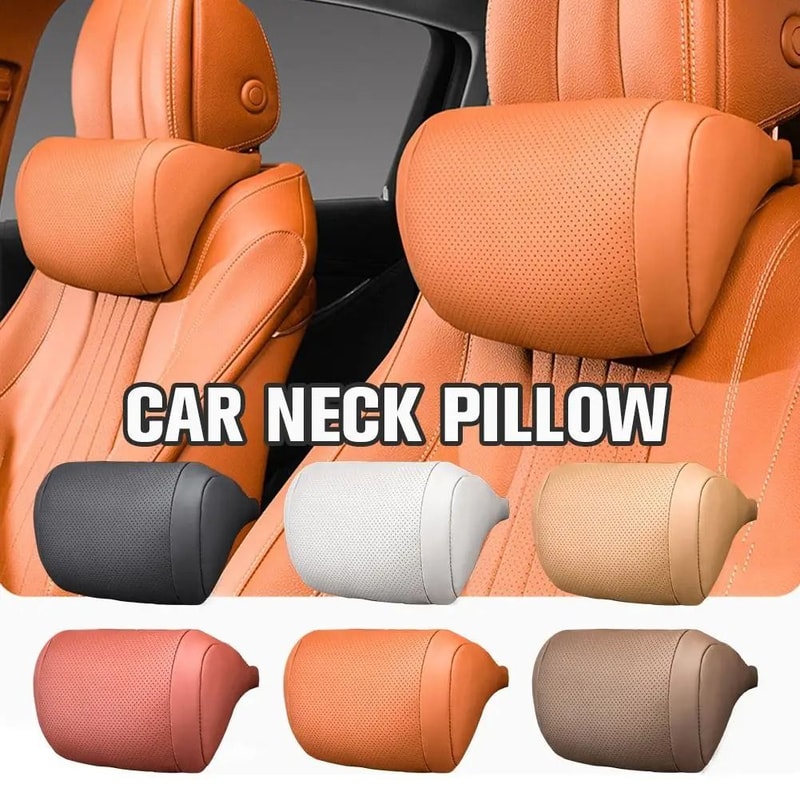 Luxury Nappa Leather Car Neck Support Pillow 1