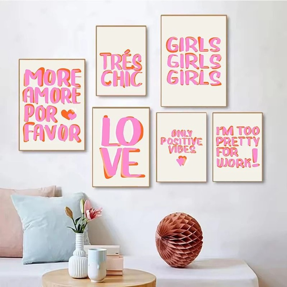 More Amor Por Favor Nordic Pink Quote Wall Art Canvas Poster 0