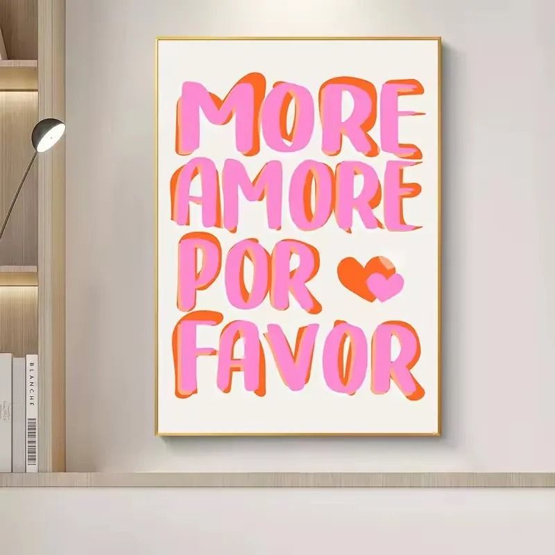More Amor Por Favor Nordic Pink Quote Wall Art Canvas Poster 3