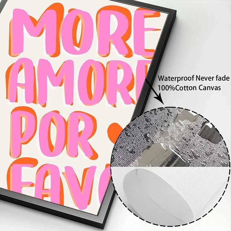 More Amor Por Favor Nordic Pink Quote Wall Art Canvas Poster 5
