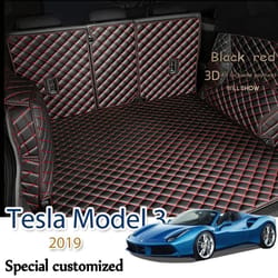 tesla model 3 leather cargo trunk mat waterproof rear boot liner
