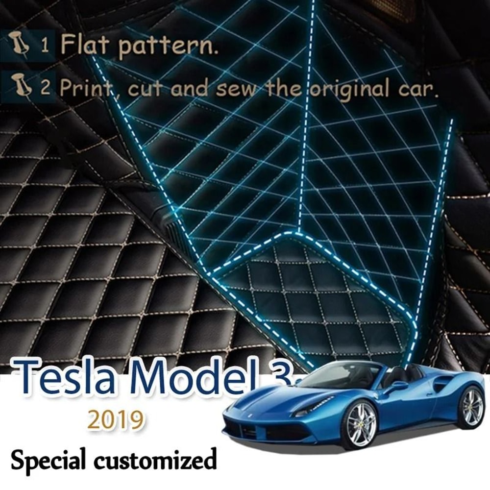 Tesla Model 3 Leather Cargo Trunk Mat Waterproof Rear Boot Liner 1