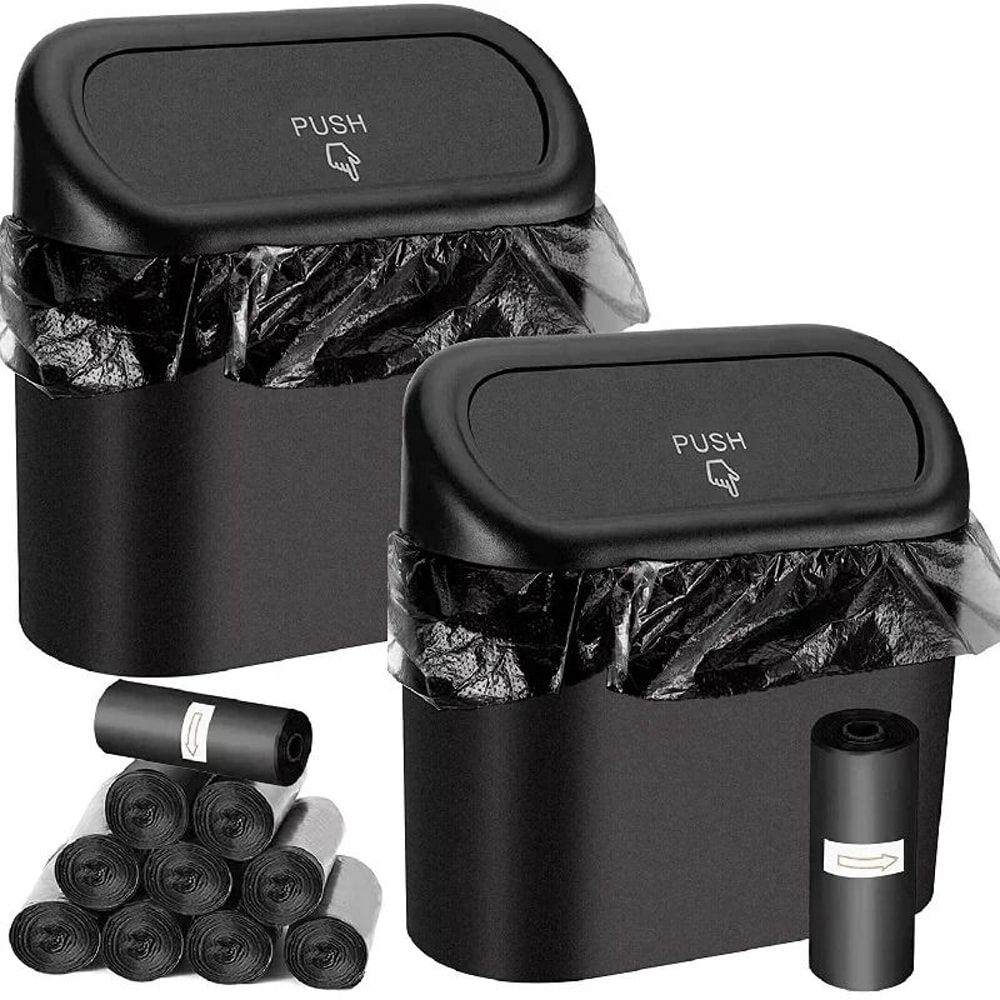 Universal Car Clamshell Hanging Trash Bin With Press Lid Storage Box 0