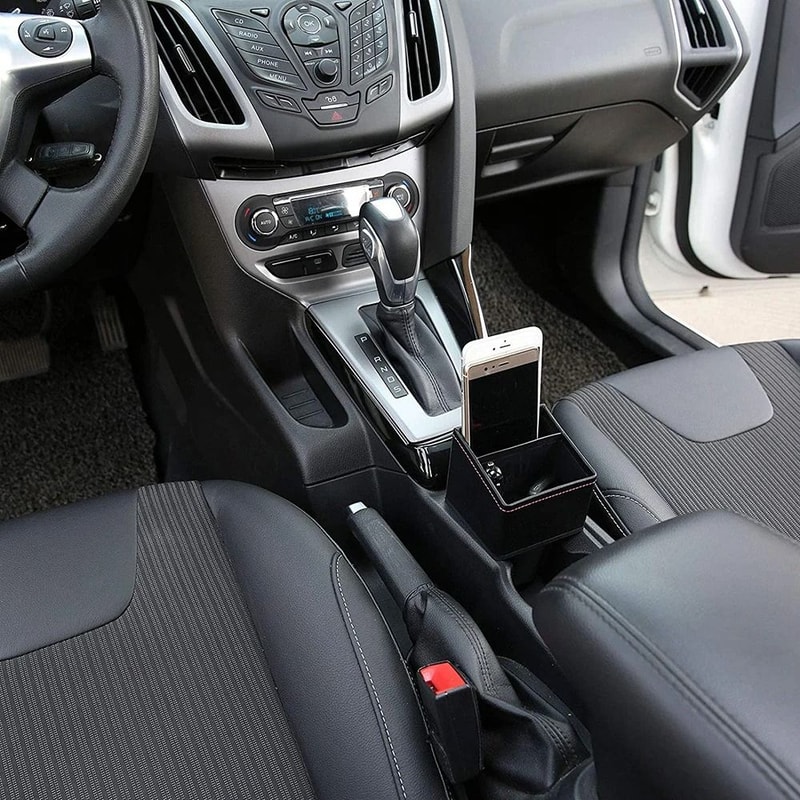 PU Leather Car Center Console Storage Organizer With Phone Coin Holder 4