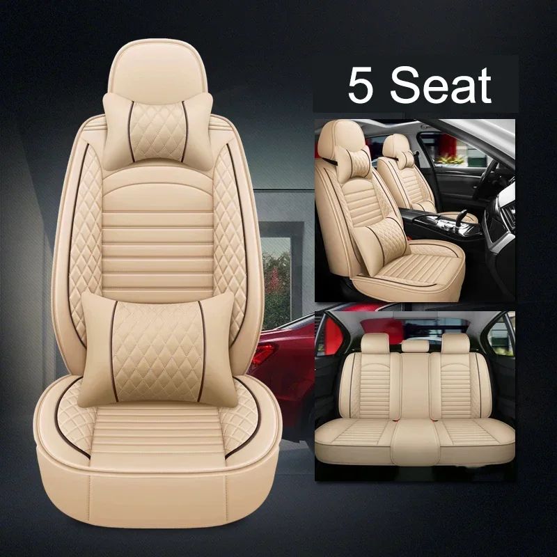 LuxRide PU Leather Car Seat Covers Universal 5Seat Full Set For Sedans And SUVs 2