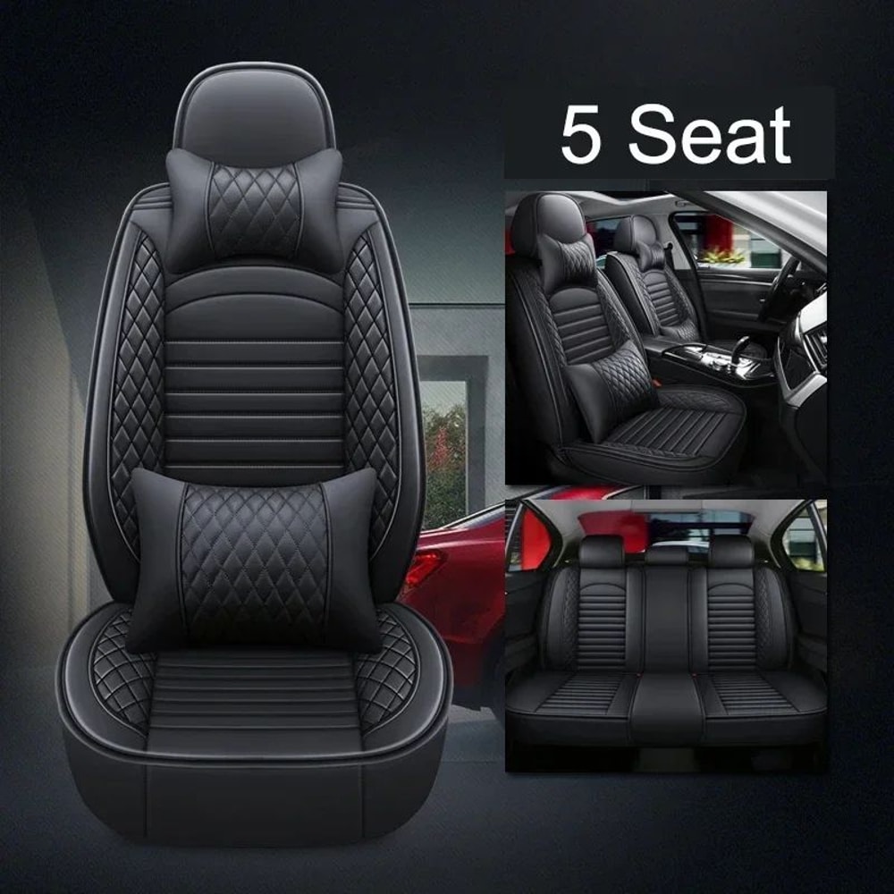 LuxRide PU Leather Car Seat Covers Universal 5Seat Full Set For Sedans And SUVs 3
