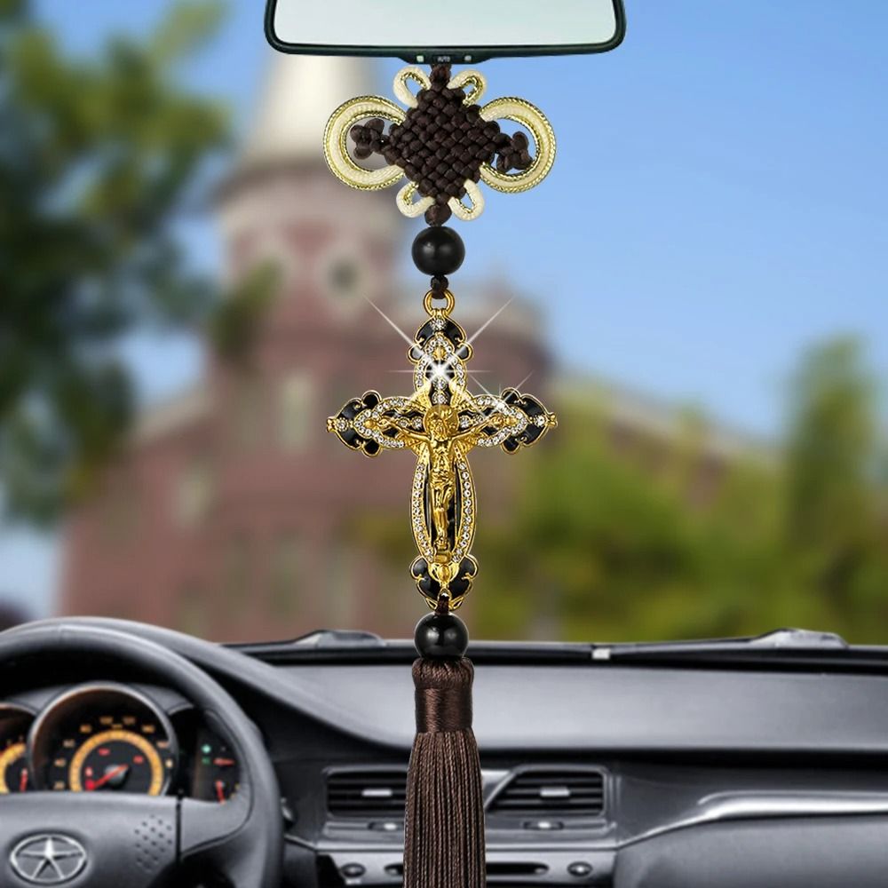 Jesus Cross Rear View Mirror Pendant For Christian Car Decor 3