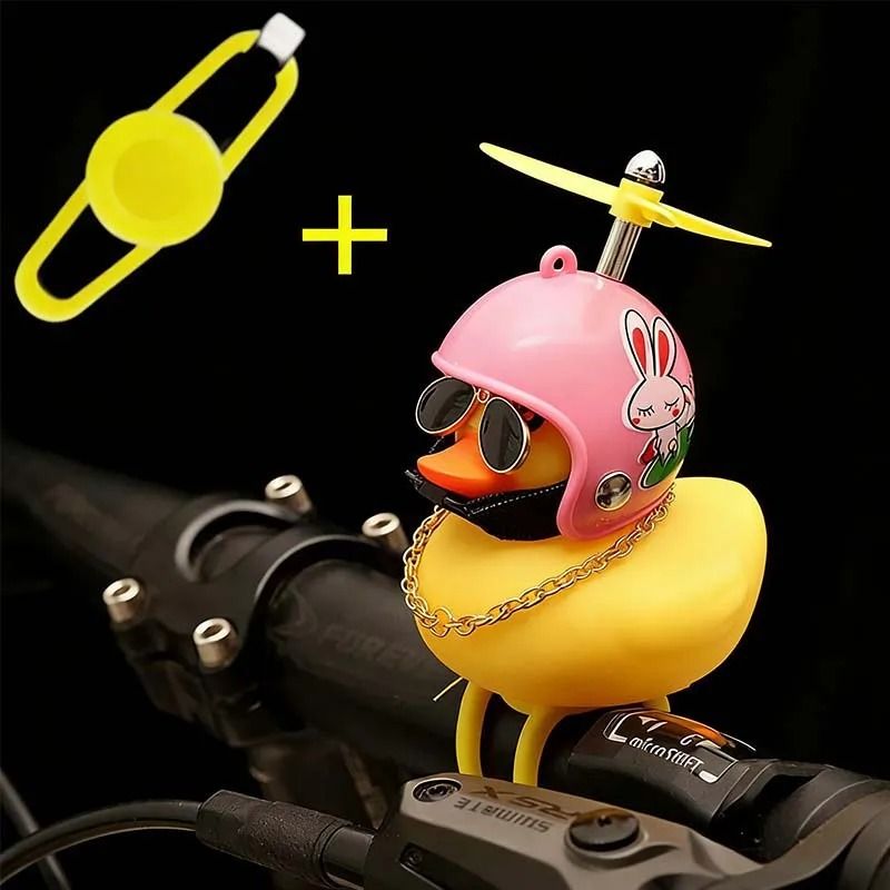 Cute Squeaky Duck Bike Horn With Propeller Helmet Car Bicycle Decor 9