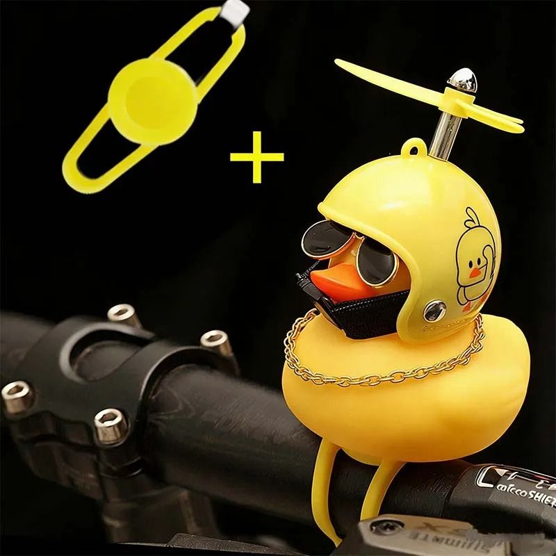 Cute Squeaky Duck Bike Horn With Propeller Helmet Car Bicycle Decor 10