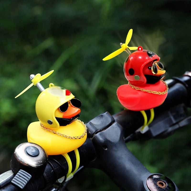Cute Squeaky Duck Bike Horn With Propeller Helmet Car Bicycle Decor 2