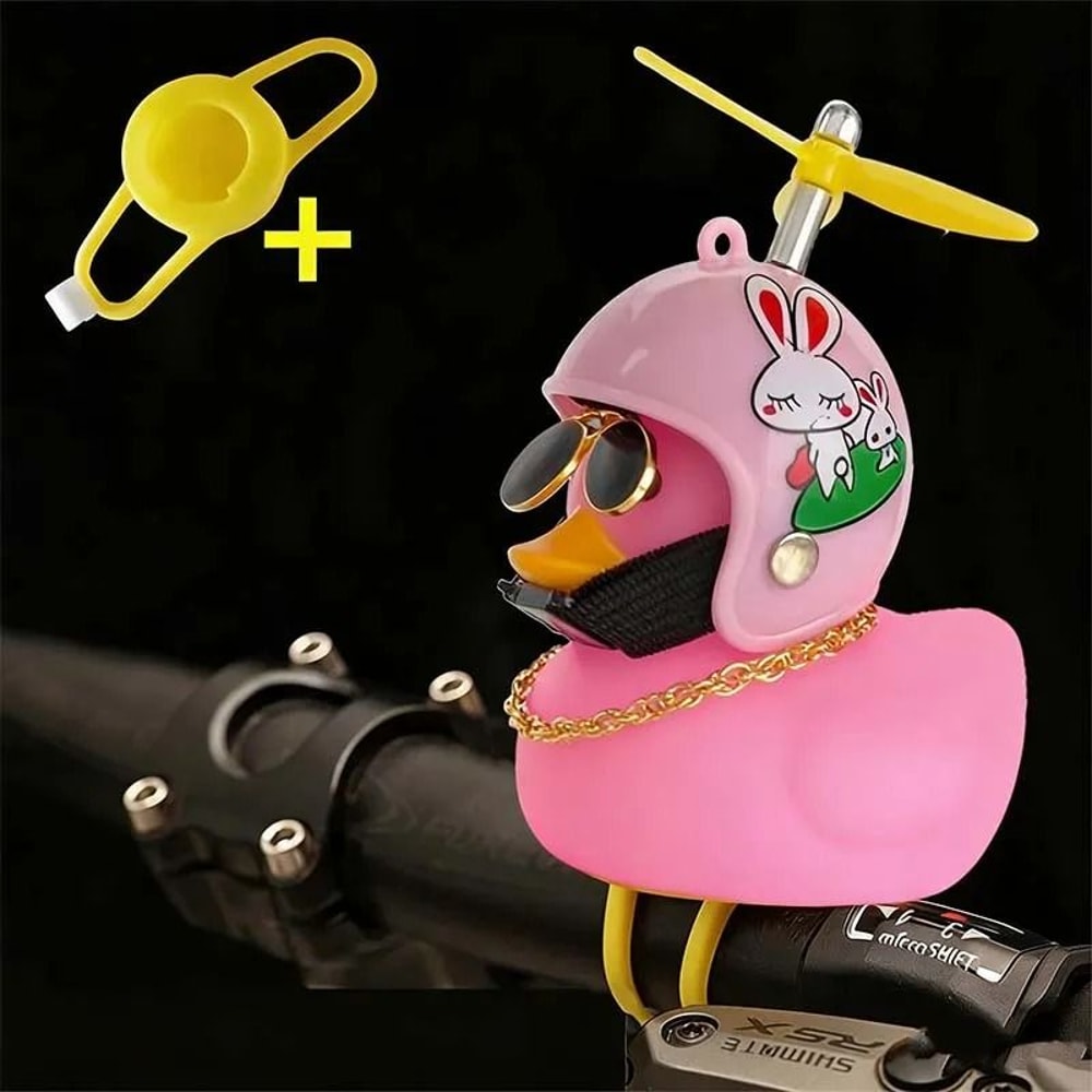 Cute Squeaky Duck Bike Horn With Propeller Helmet Car Bicycle Decor 6