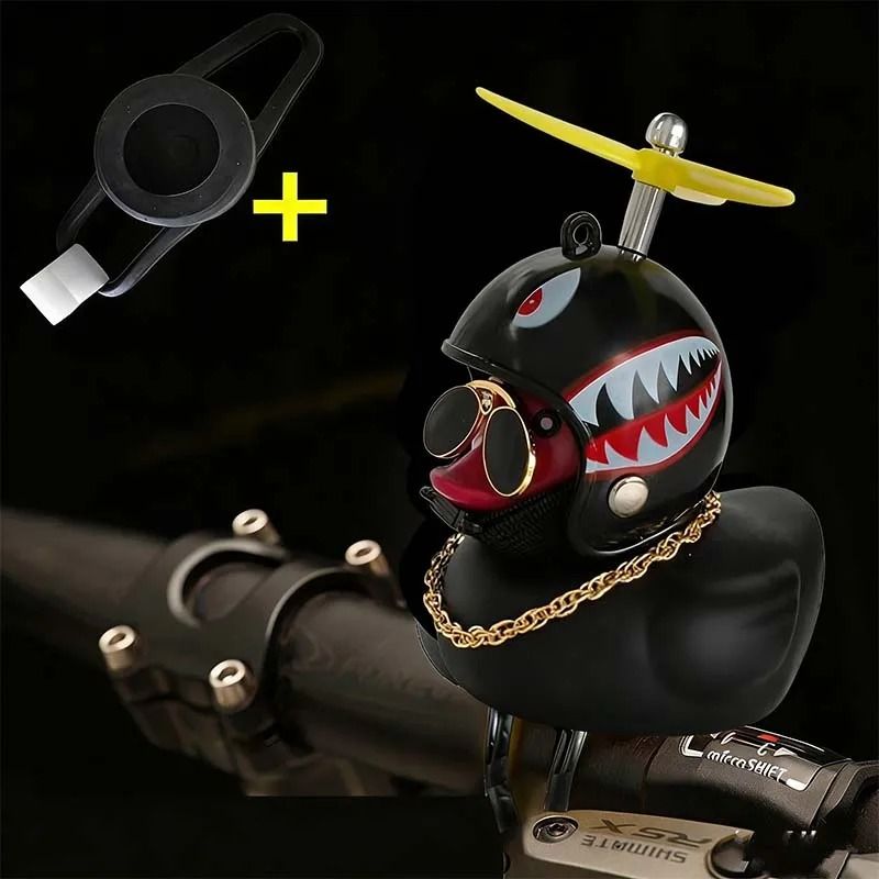 Cute Squeaky Duck Bike Horn With Propeller Helmet Car Bicycle Decor 15