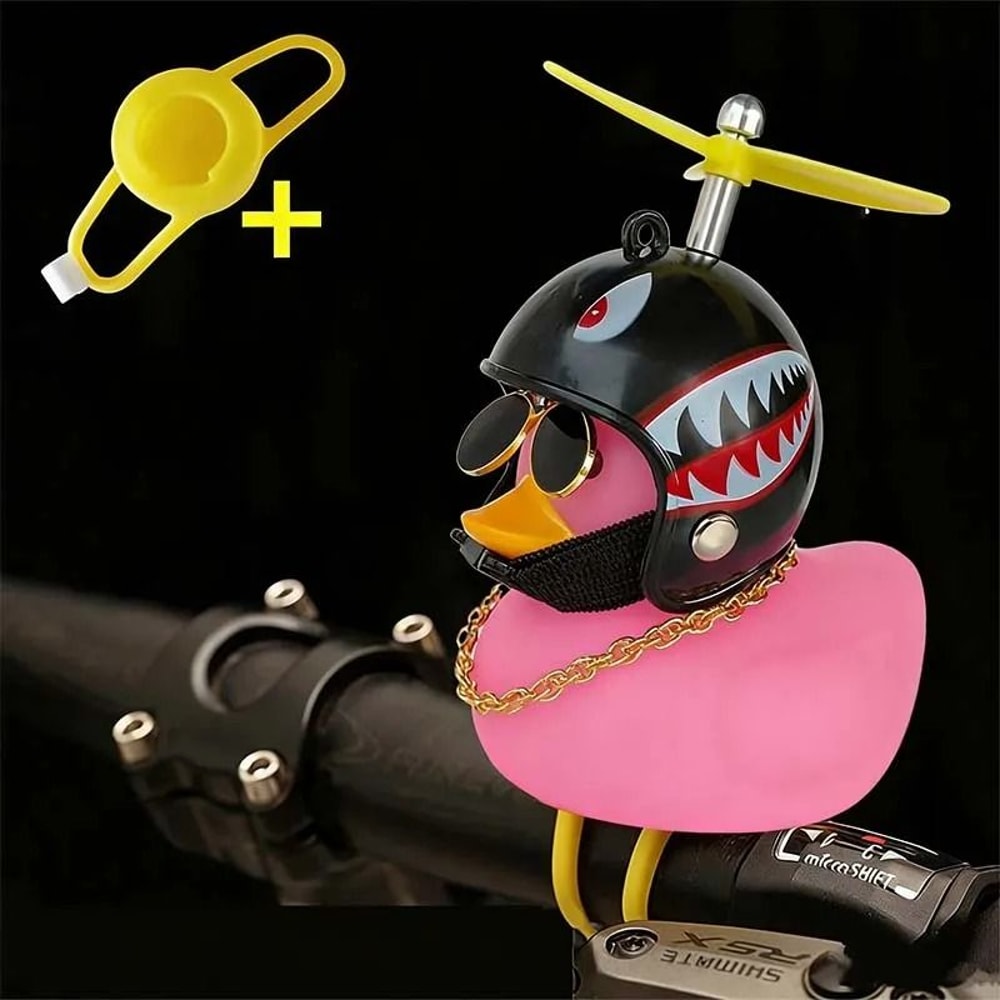 Cute Squeaky Duck Bike Horn With Propeller Helmet Car Bicycle Decor 18