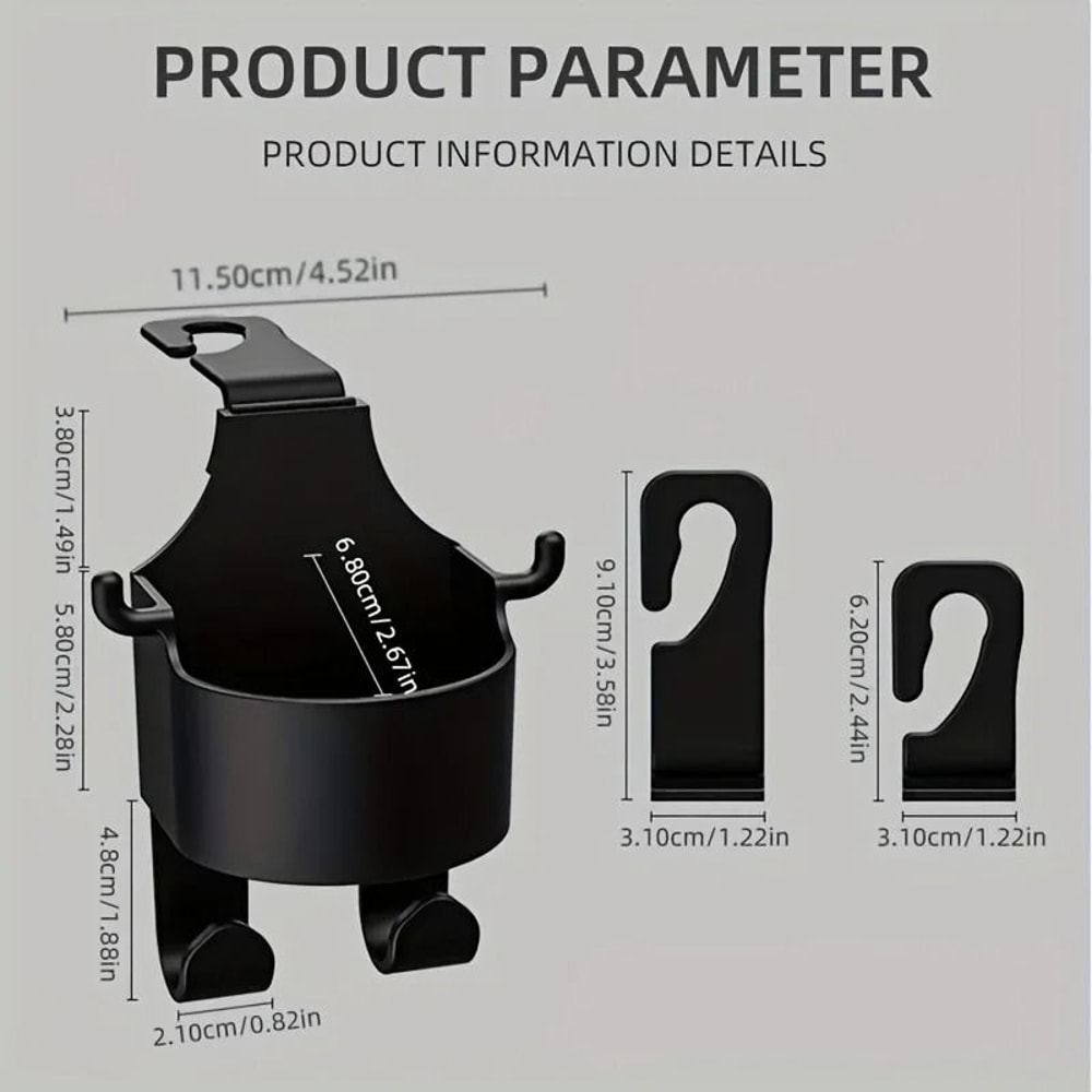Universal Car Headrest Hook With Cup Holder And Bag Organizer 4