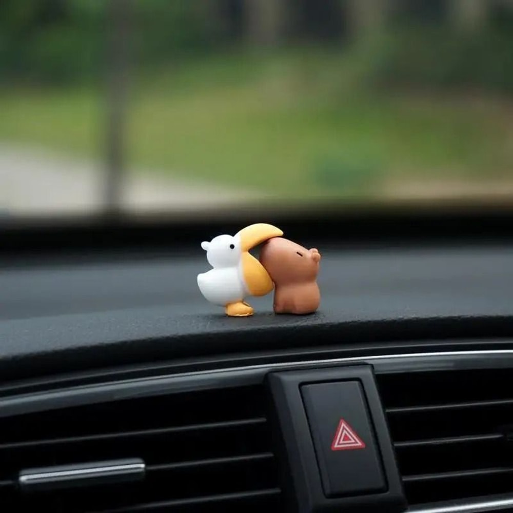 Cute Capybara And Duck Car Dashboard Ornament Figurine 2