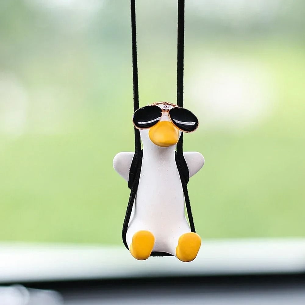 Cool Swing Duck Rear View Mirror Ornament With Sunglasses 1