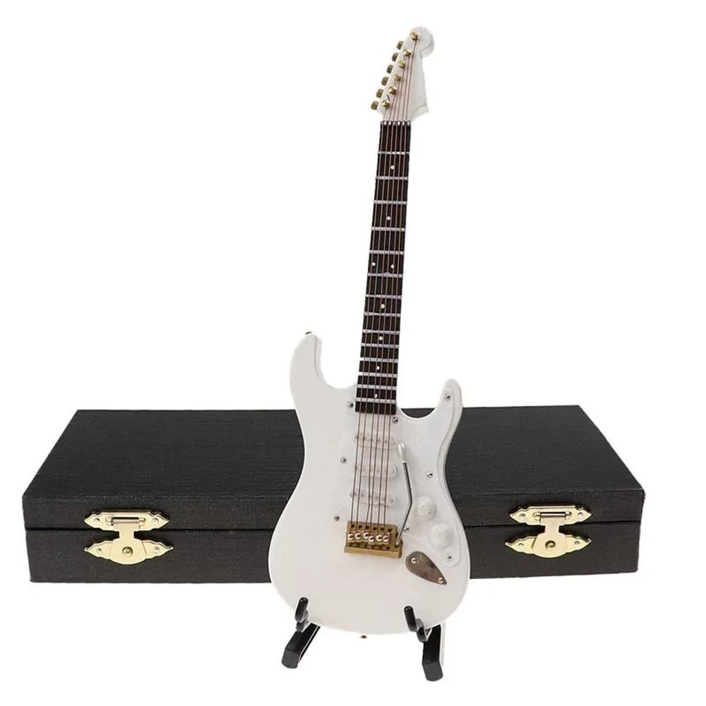 Mini Wooden Electric Guitar Ornament With Stand For Music Lovers Desktop Decor 6